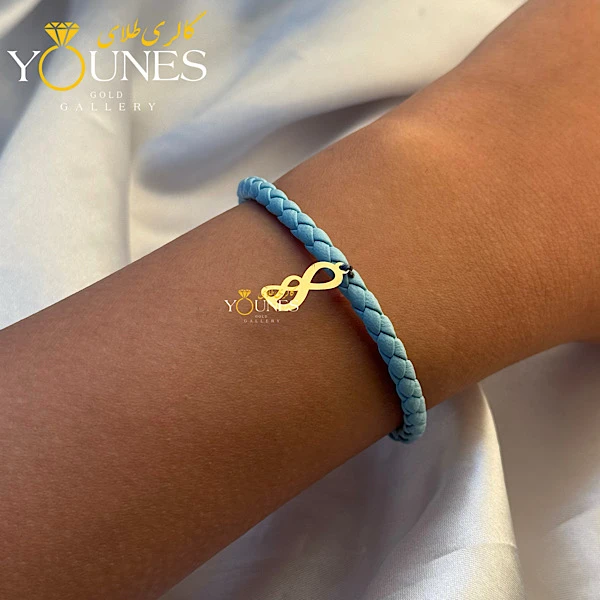 دستبند چرم اینفینیتی طلا