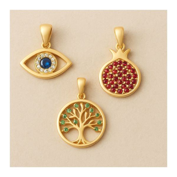 نمادهای خوش‌یمن در طراحی طلا؛ از چشم‌نظر تا انار