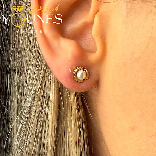 گوشواره میخی مروارید طلا