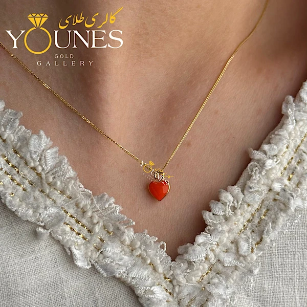 گردنبند طلا قلب مینیمال نارنجی