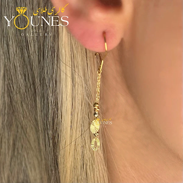 گوشواره طلا عصایی بیضی تراش دار