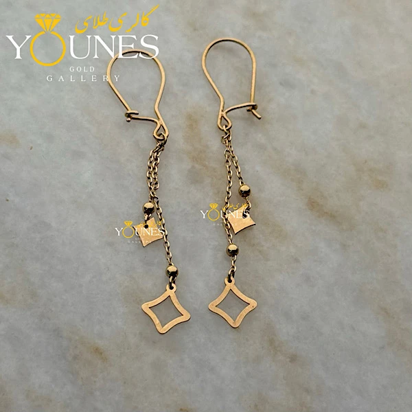 تصویر دوم گوشواره طلا عصایی لوزی