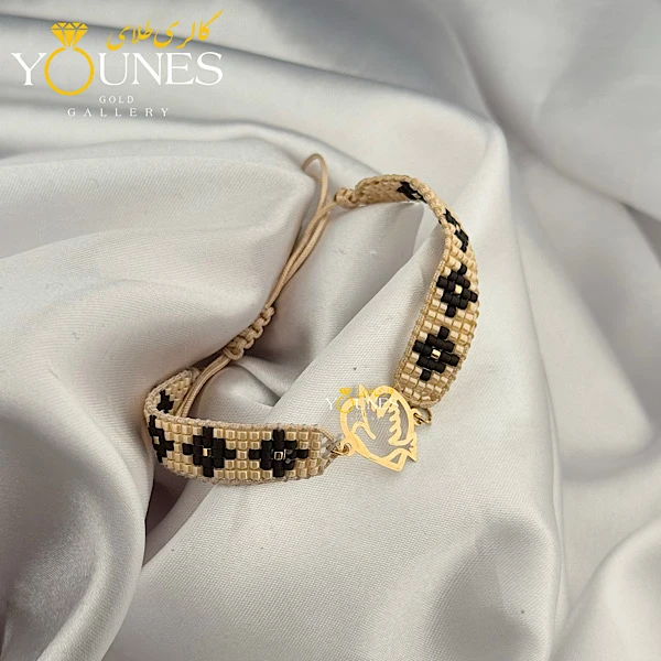 دستبند میوکی کبوتر قلبی لیزری طلا