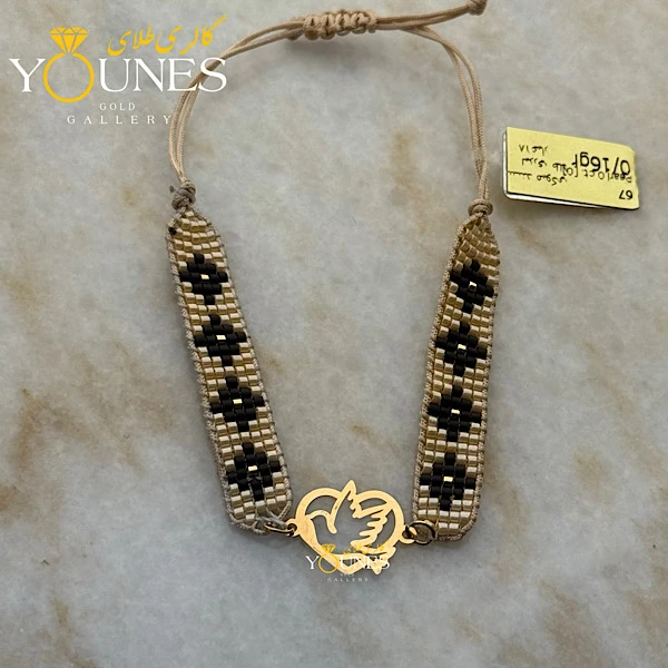 دستبند میوکی کبوتر قلبی لیزری طلا