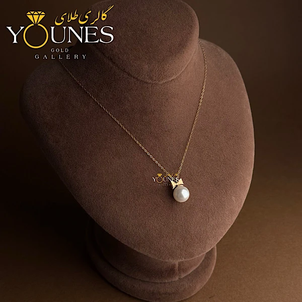 گردنبند طلا تک مروارید پاپیونی