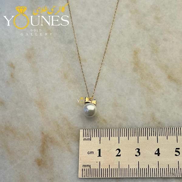 گردنبند طلا تک مروارید پاپیونی