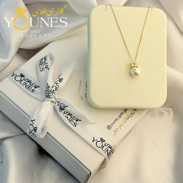 گردنبند طلا تک مروارید پاپیونی