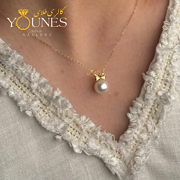 گردنبند طلا تک مروارید پاپیونی