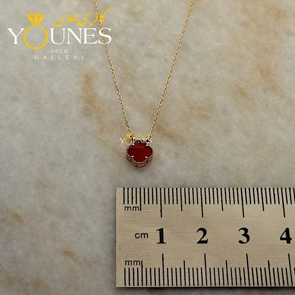 گردنبند طلا ونکلیف سنگی زرشکی