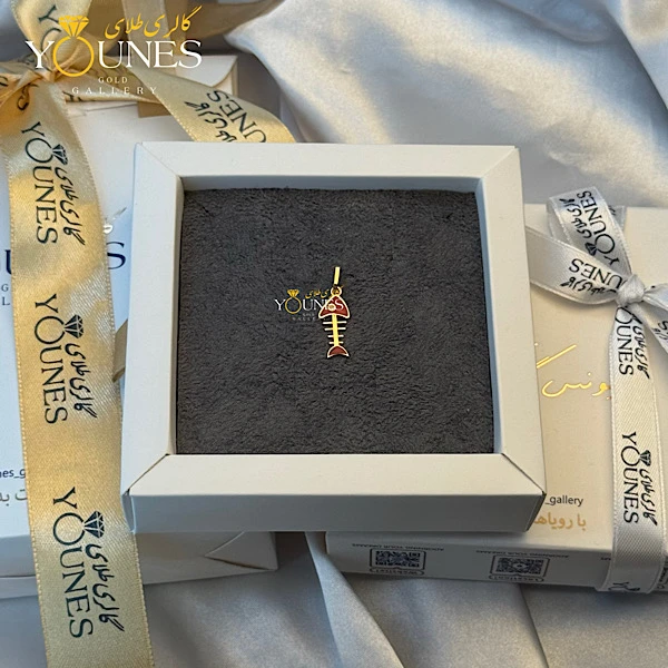 آویز طلا میناکاری اسکلت ماهی قرمز