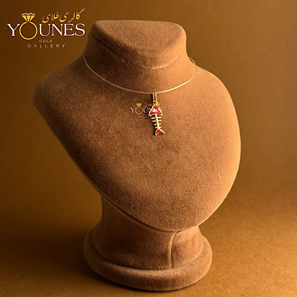 آویز طلا میناکاری اسکلت ماهی قرمز