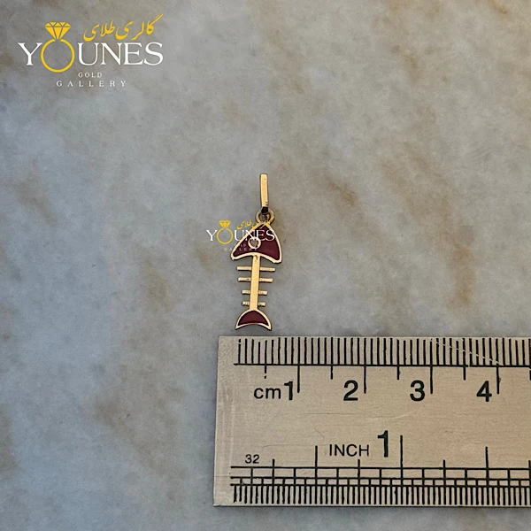 آویز طلا میناکاری اسکلت ماهی قرمز