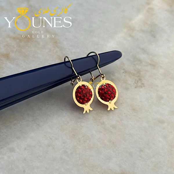 گوشواره طلا انار سواروسکی قرمز