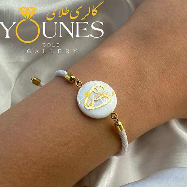 دستبند طلا سنگ صدفی چهره بزرگ