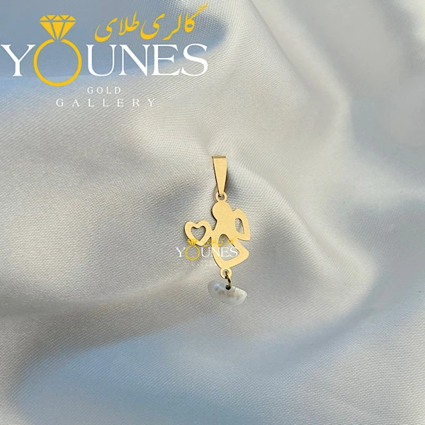 آویز طلا فرشته قلبی مرواریددار