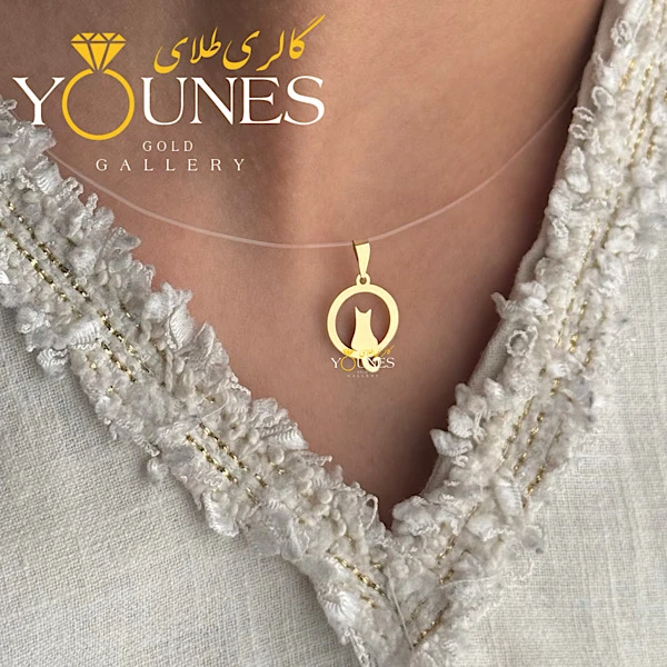 آویز طلا گربه دایره ای