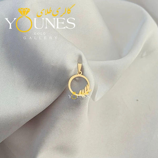 آویز طلا گندم دایره ای مینیمال