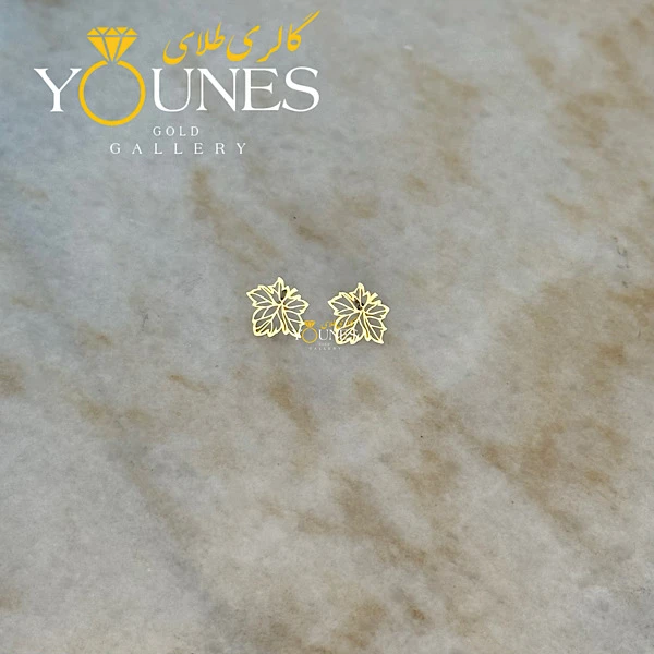 گوشواره طلا میخی برگ مو