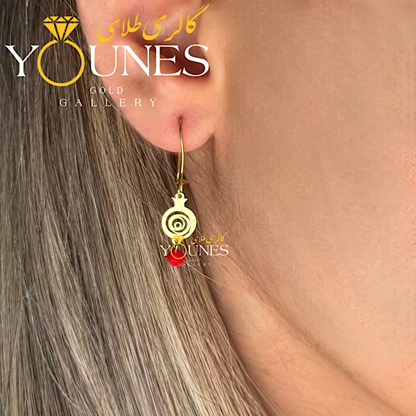 گوشواره طلا عصایی انار پیچی مرواریدی