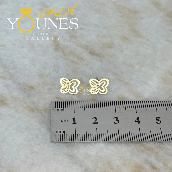 گوشواره طلا میخی پروانه قلبی